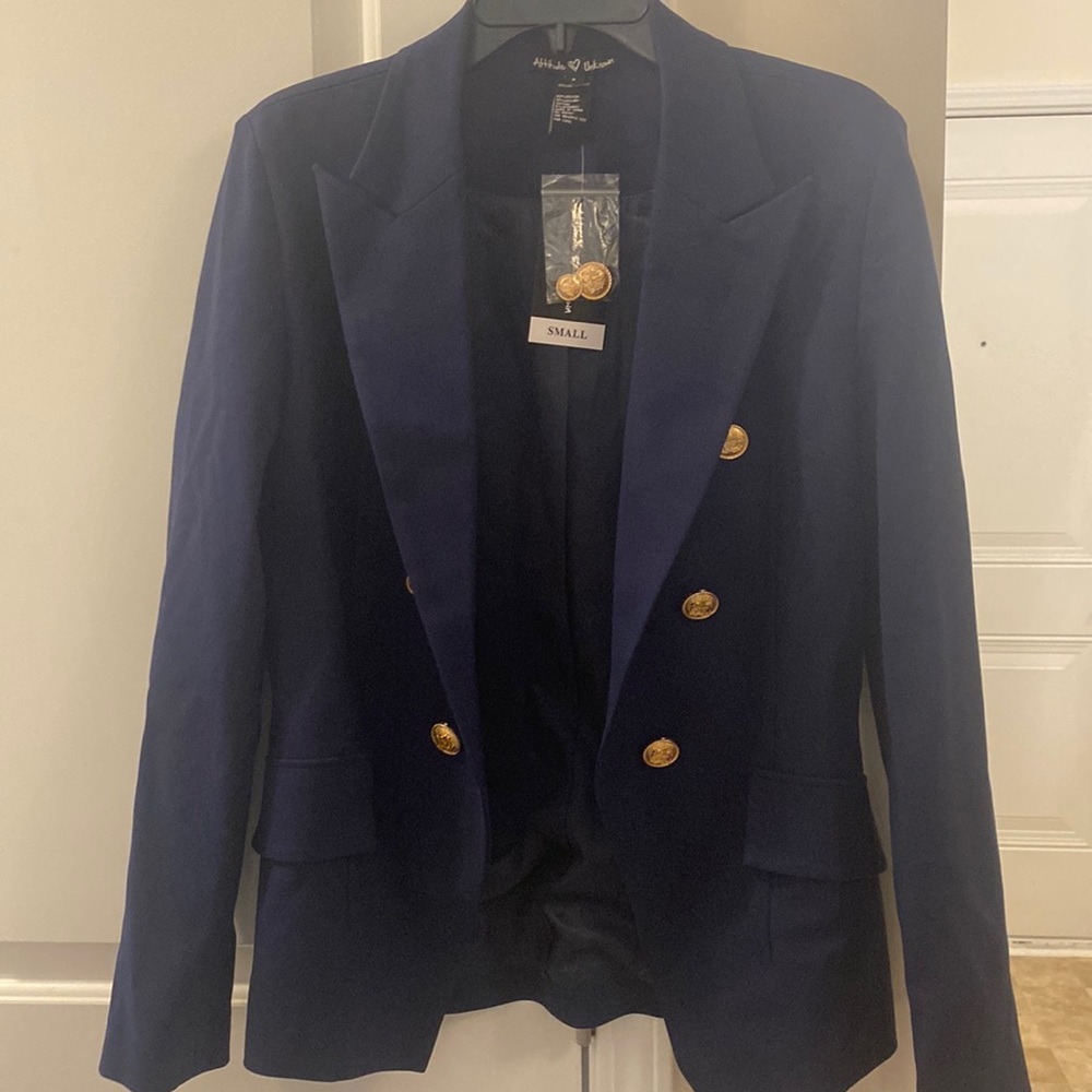 Women’s Blazer - SMALL - Navy -  Gold Buttons - Attitude Unknown